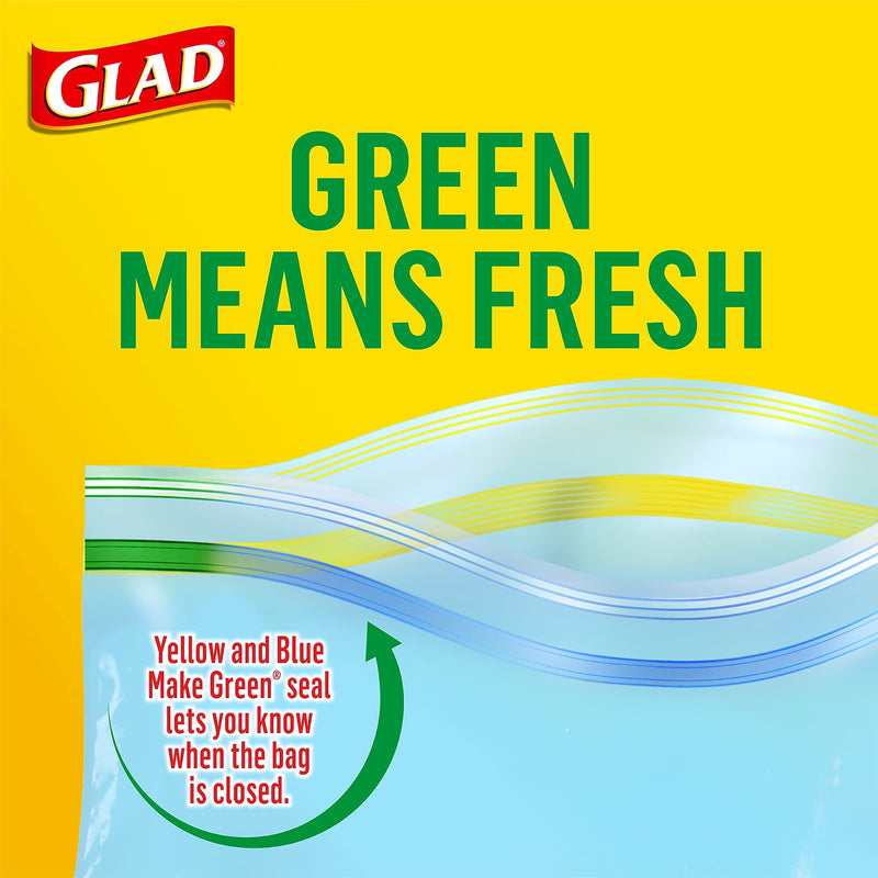 Glad Zipper Freezer Bags, Gallon, 15 Bags/Box (57034)