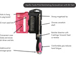 Apollo Tools 13-in-1 Ratcheting Screwdriver with Bit Set, Pink/Black (DT5021P)