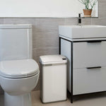 halo Stainless Steel Rectangular Sensor Trash Can with AbsorbX Odor Control System and Fragrance, White, 4 Gal. (SC04SW)