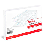 Staples® Lined Index Cards, 5" x 8", White, 100 Cards/Pack (ST51016-CC)