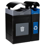 Commercial Zone Avante Series Polyethylene Dual-Stream Trash and Recycling Center, 85 Gallon, Black (787204MSA)