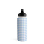 DENY Designs Gingham Pattern Blue by Colour Poems Stainless Steel Double Wall Insulated Water Bottle, 18 oz. (76628-WBTL05)