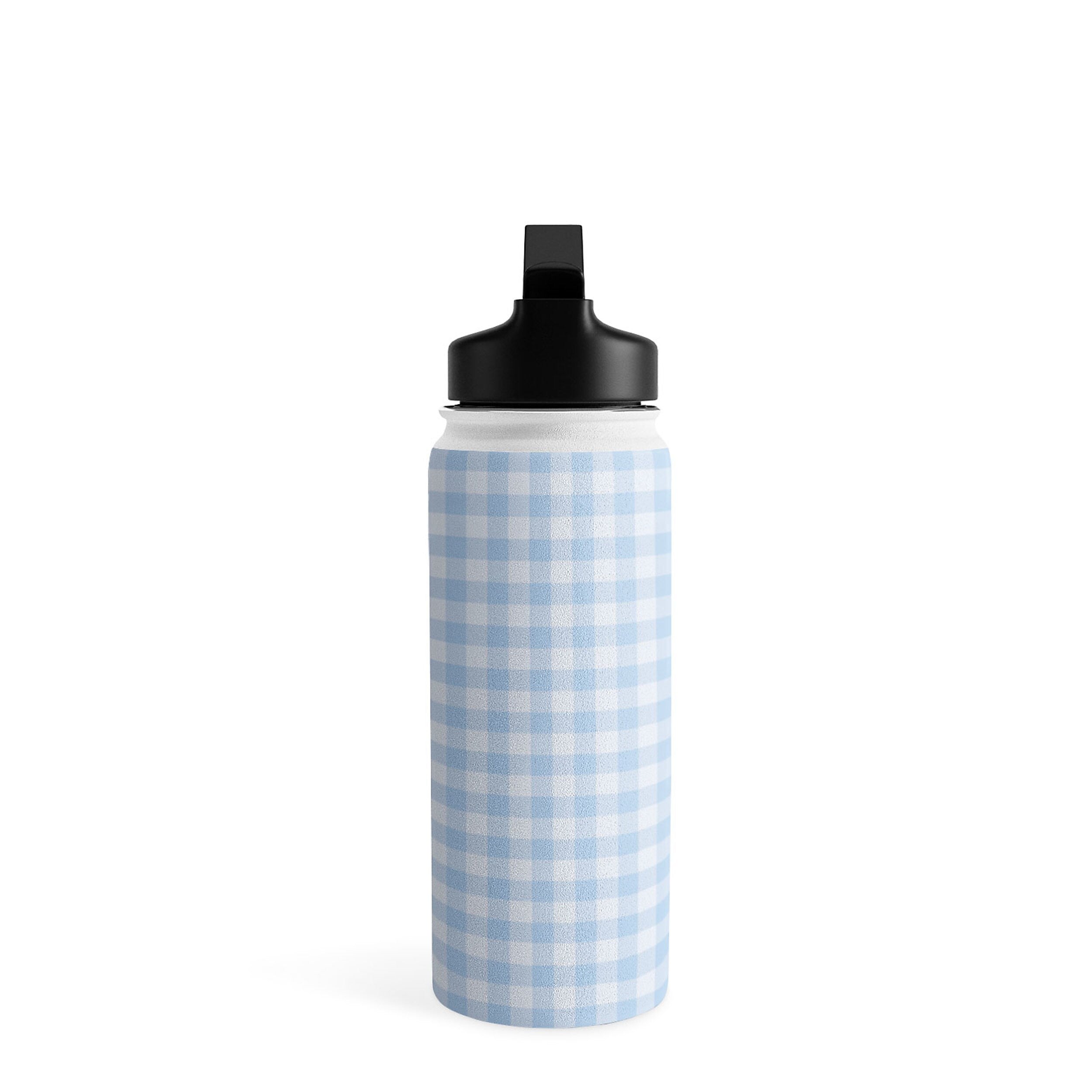 DENY Designs Gingham Pattern Blue by Colour Poems Stainless Steel Double Wall Insulated Water Bottle, 18 oz. (76628-WBTL05)