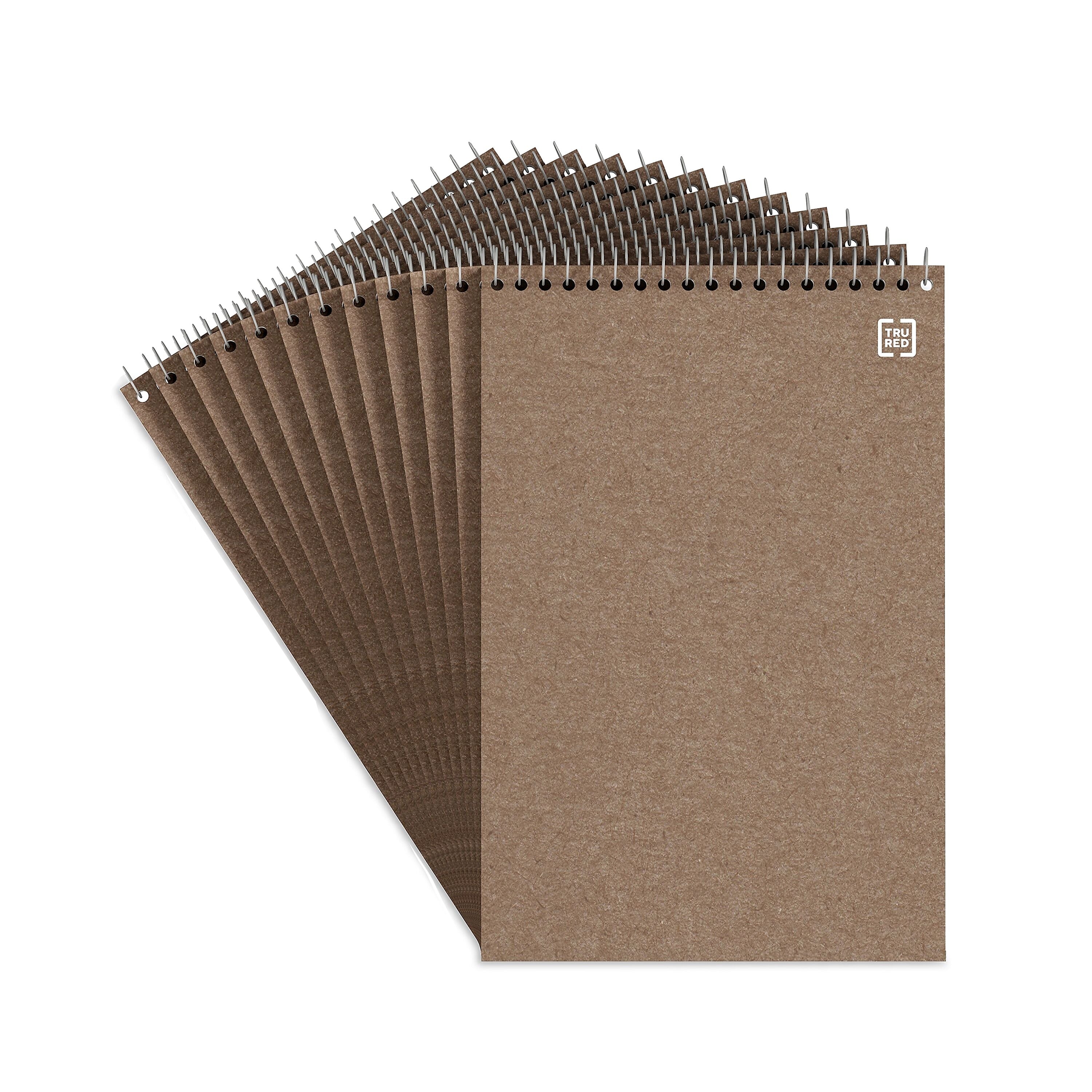 TRU RED™ Steno Pad, 6" x 9", Gregg Ruled, Kraft, 80 Sheets/Pad, Dozen (TR59940/TR58190)
