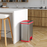 halo TapCan Stainless Steel Rectangular Pedal Sensor Trash Can with AbsorbX Odor Control System, Red Trim, 13 Gal. (TC13SR)