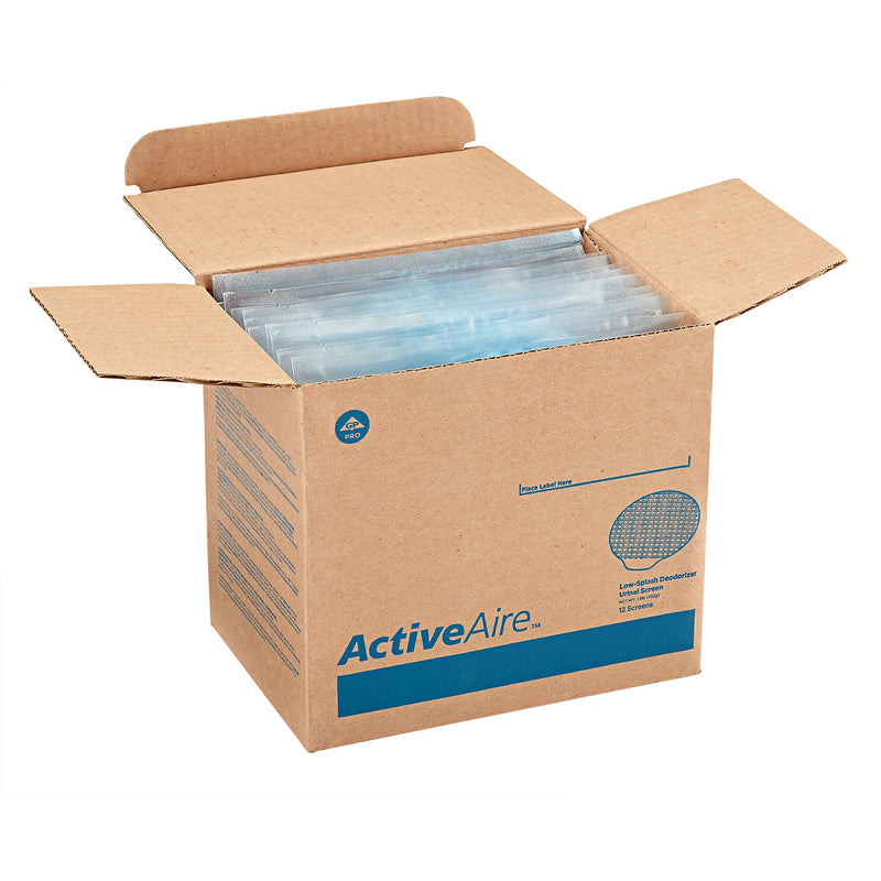ActiveAire Low Splash Anti-Splash Urinal Screen, Coastal Breeze Scent, Blue, 12/Pack (48260)