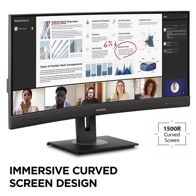 ViewSonic Ergonomic 34" Curved 100Hz LED Monitor, Black (VG3456C)