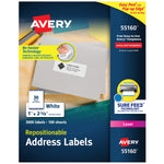 Avery Repositionable Laser Address Labels, 1" x 2-5/8", White, 3,000 Labels/Box (55160)