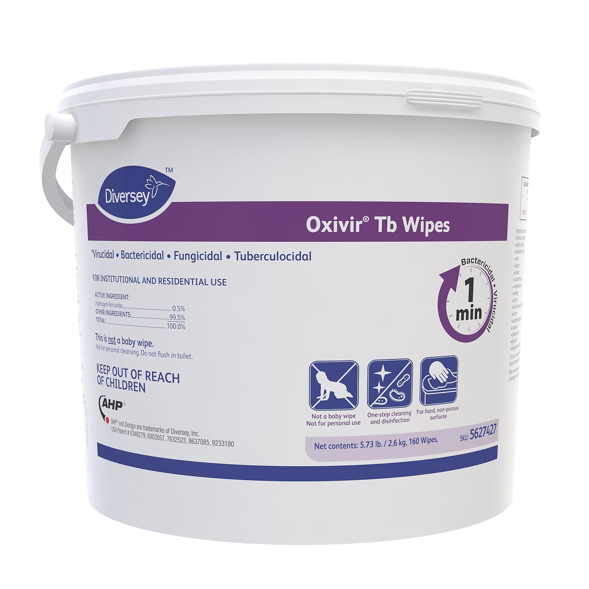 Diversey Oxivir Tb Disinfecting Wipes, 160 Wipes/Container, 4/Carton (5627427)