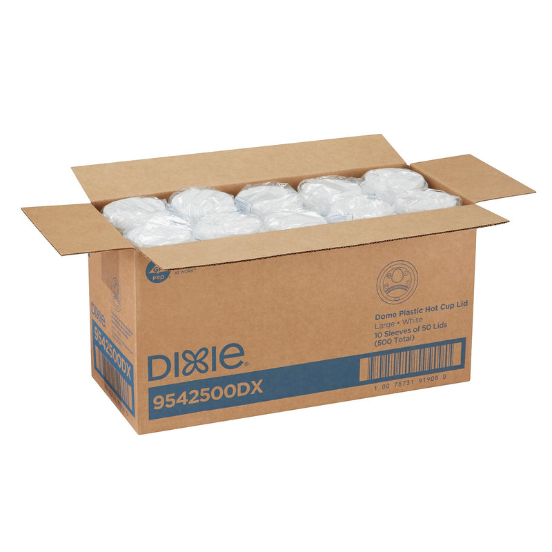 Dixie Dome Plastic Hot Cup Lids, 10-20 oz., White, 500/Carton (9542500DX)