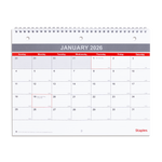 2026 Staples 11" x 8" Monthly Wall Calendar, White/Red/Gray (ST53915-26)