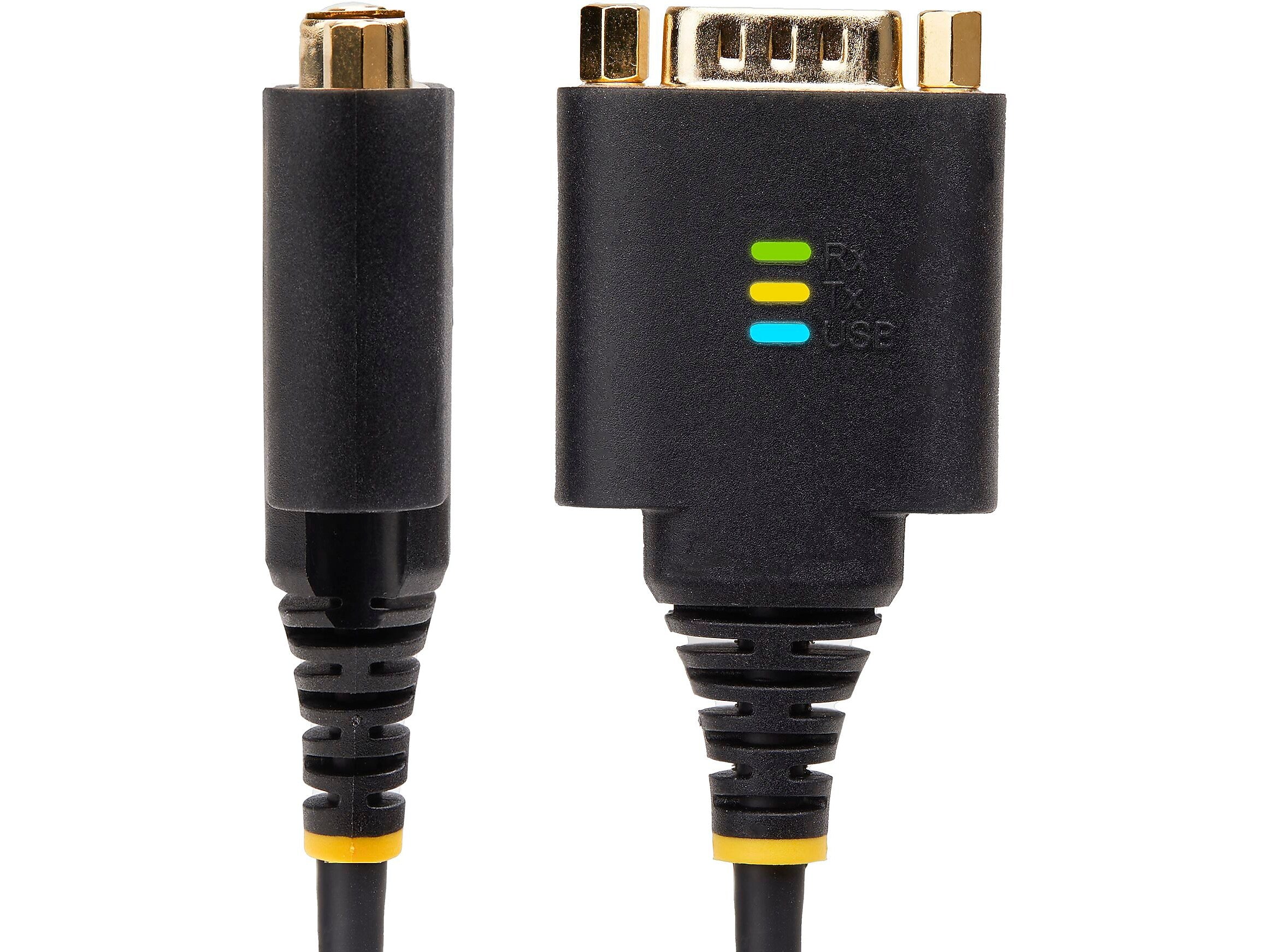 StarTech 2' USB-A to 2-Port RS-232 Serial Adapter Cable, Male-to-Male, Black, 'DI Chip, COM Retention (2P1FFC-USB-SERIAL)