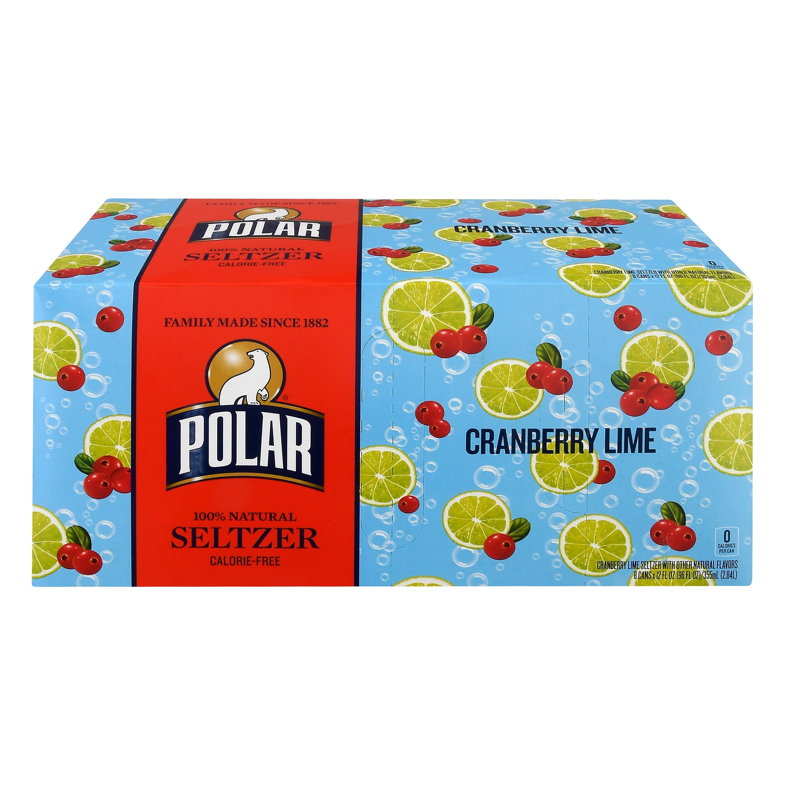 Polar Seltzer Cranberry Lime Flavored Water, 12 oz., 24/Carton (00242)