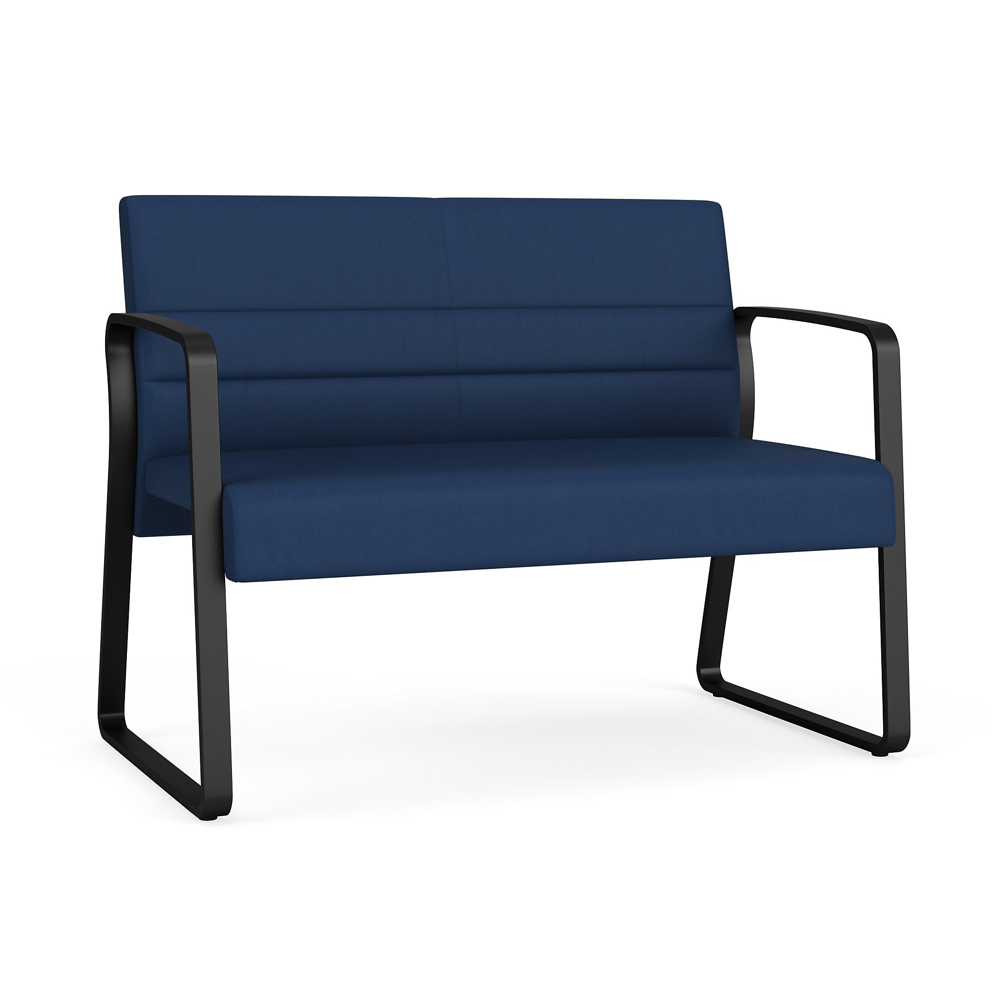 Lesro Waterfall 43"W Vinyl Loveseat, Patriot Plus Imperial Blue/Black (WF1531.SBK-01PPIB)