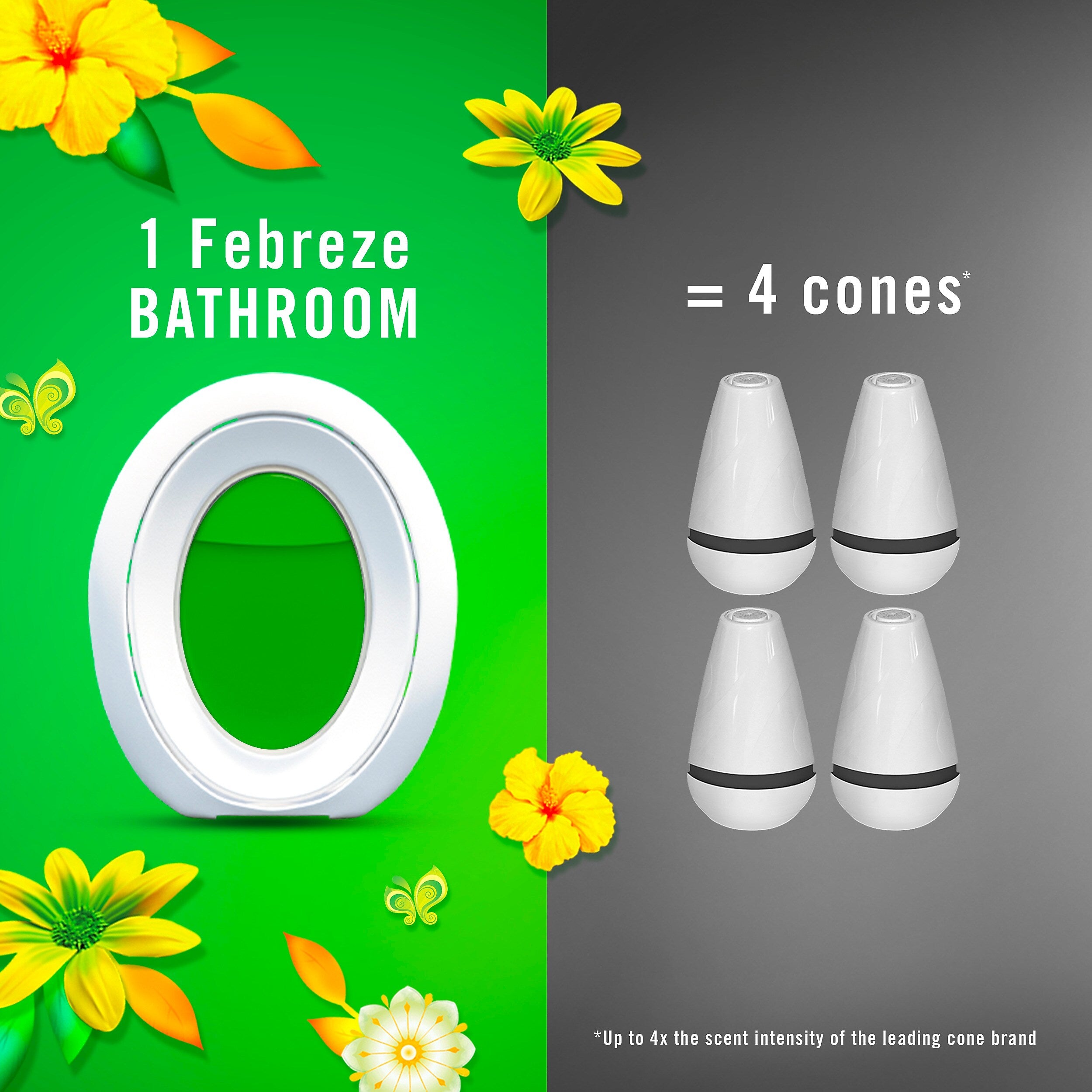 Febreze Bathroom Air Freshener Solid, Gain Original Scent, 0.25 fl. oz., 4/Pack (2573)