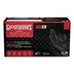 GloveWorks by AMMEX Heavy-Duty Industrial Nitrile Gloves, Powder-Free, 6 mil, Medium, Black, 100 Gloves/Box, 10 Boxes/Carton