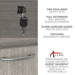 Alera Valencia Full Pedestal File Drawers, 2 Legal/Letter-Size, 15.63" x 20.5" x 28.5", Gray
