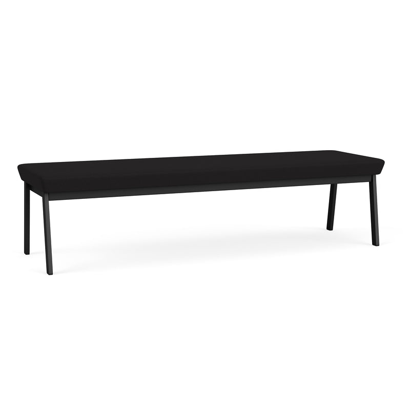 Lesro Newport Fabric 3-Seat Waiting Reception Bench, Open House Black/Black (NP3001.SBK-01OHBK)
