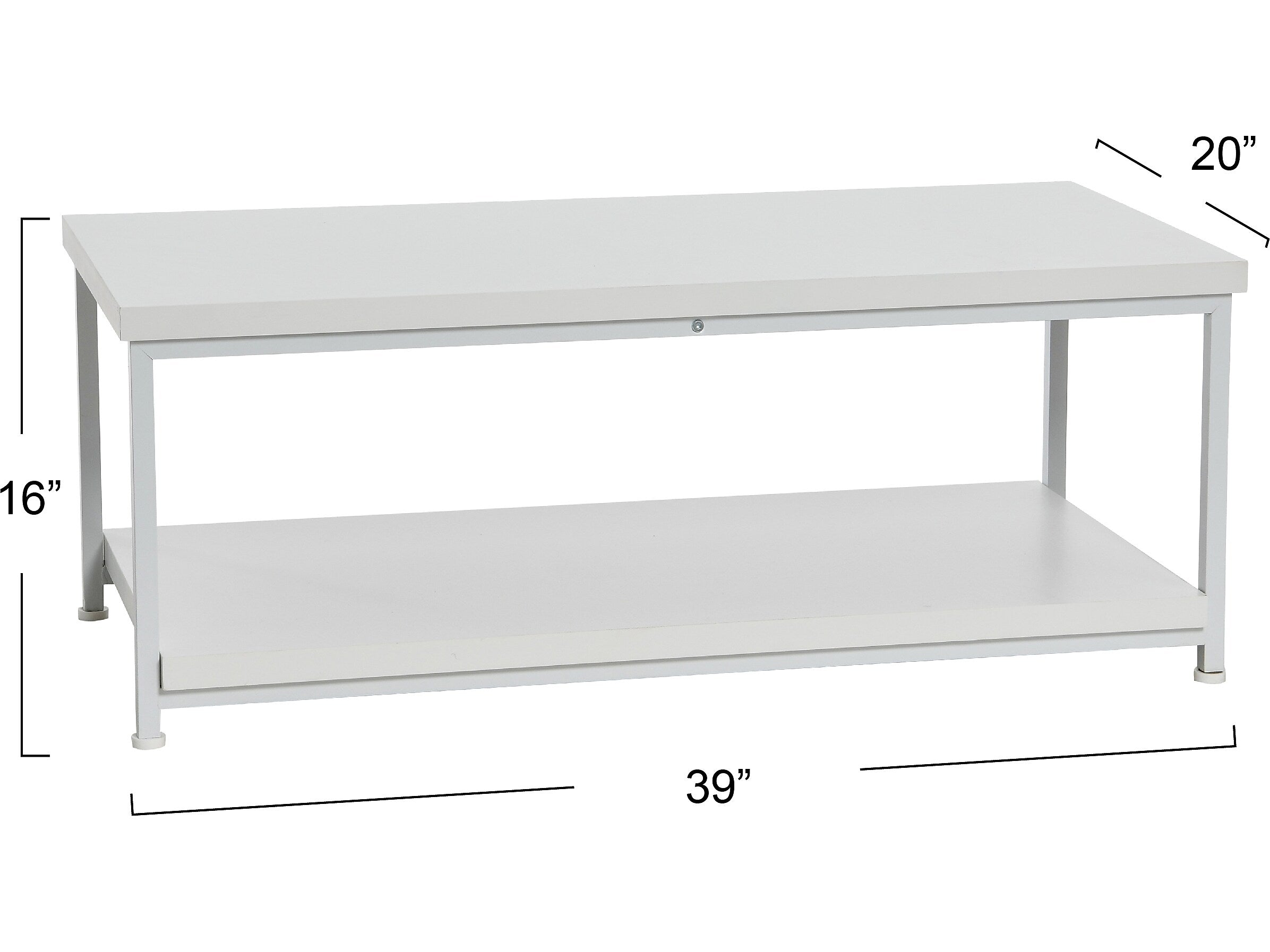 Household Essentials Jamestown 39.4"W x 19.7"D Laminate Coffee Table, Scandinavian White/White (8204-1)