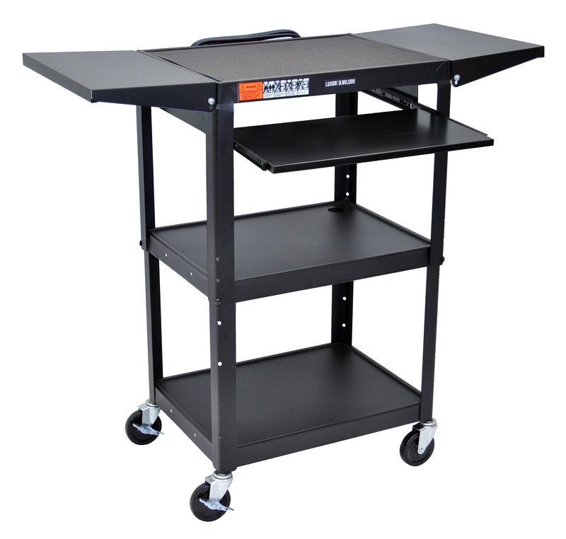 Luxor Metal Mobile Drop-Leaf Shelf Utility Cart with Lockable Wheels, Black (UCMT1KBDL)