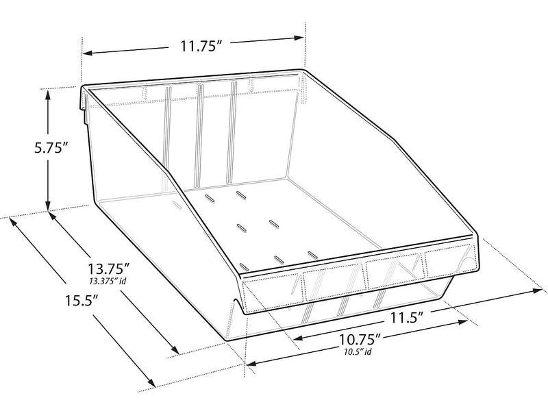 Azar 5.75" x 11.75" Pegboard 3-Compartment Large Deep Bin Tray, Clear, 2/Pack (556134-L-DIV-2PK)