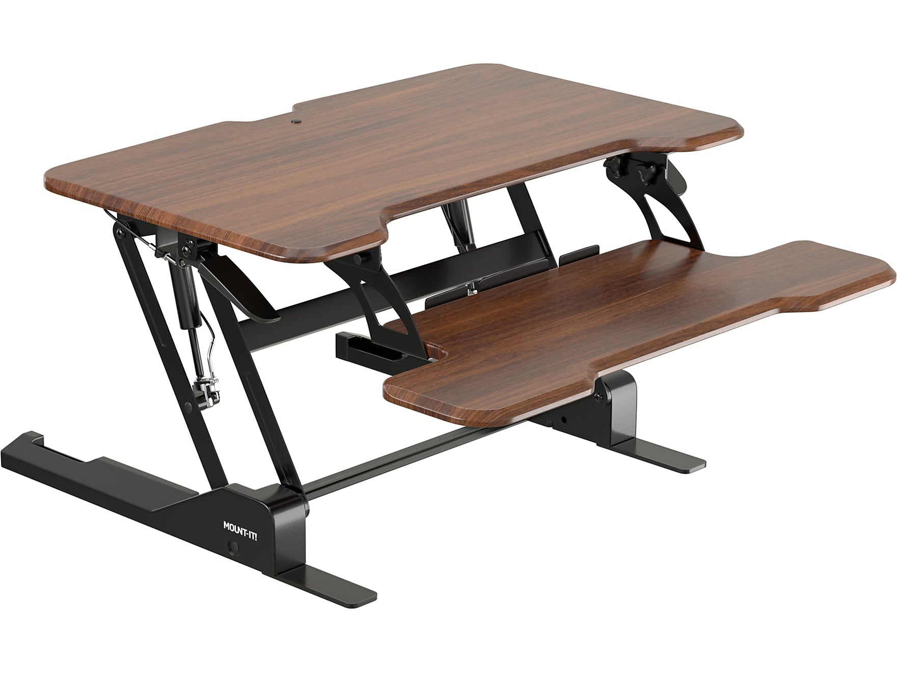 Mount-It! 30"W Manual Rectangular Adjustable Standing Desk Converter, Dark Walnut Woodgrain (MI-15006S)