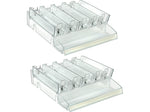Azar 3.5" x 12" Pegboard Five-Compartment Cosmetic Tray with Tester Tray, Clear, 2/Pack (225840-TESTER-TALL-2PK)