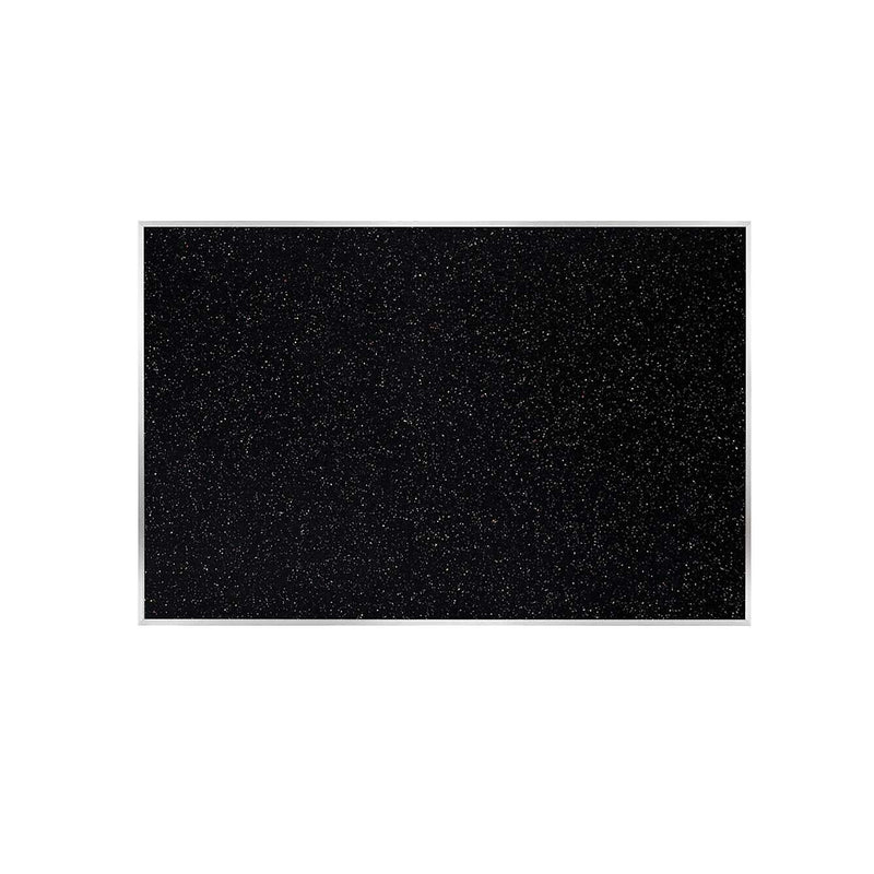 Ghent Recycled Rubber Bulletin Board, Satin Aluminum Frame, 4'H x 7' 4"W, Confetti (ATR47-CF)