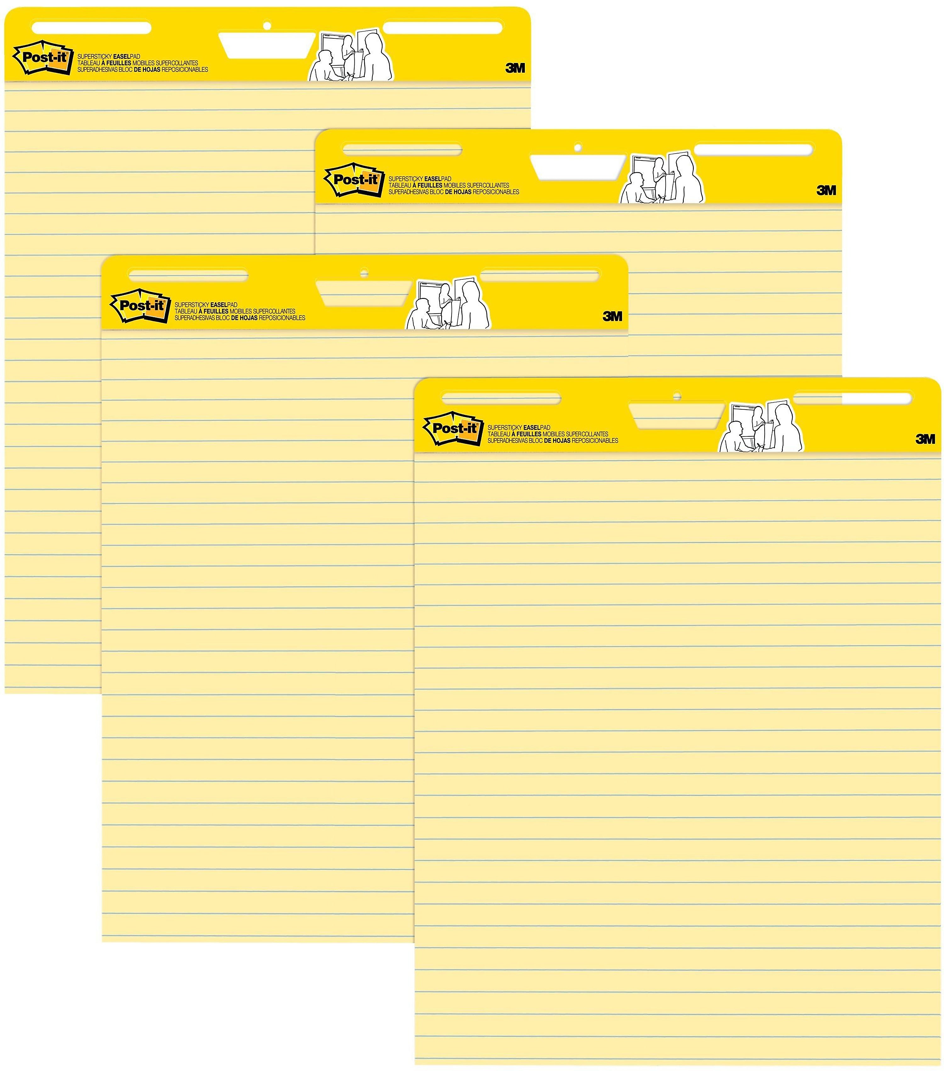 Post-it Super Sticky Easel Pad, 25" x 30", Lined, 30 Sheets/Pad, 4 Pads/Pack (561VAD4PK)