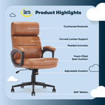 Serta Comfort Ergonomic Bonded Leather Swivel Executive Chair, Cognac (CHR10130D)