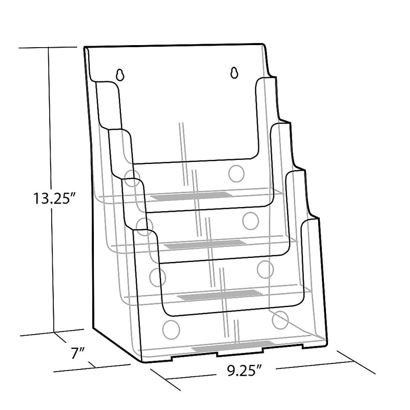 Azar Brochure Holder, 9.25" x 13.25", Vertical, Table Top, Clear, Plastic (252376)