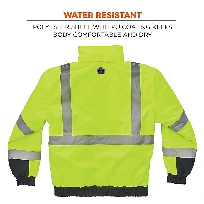 GloWear 8377 Quilted Bomber Jacket, ANSI Class R3, 3XL, Lime (25627)