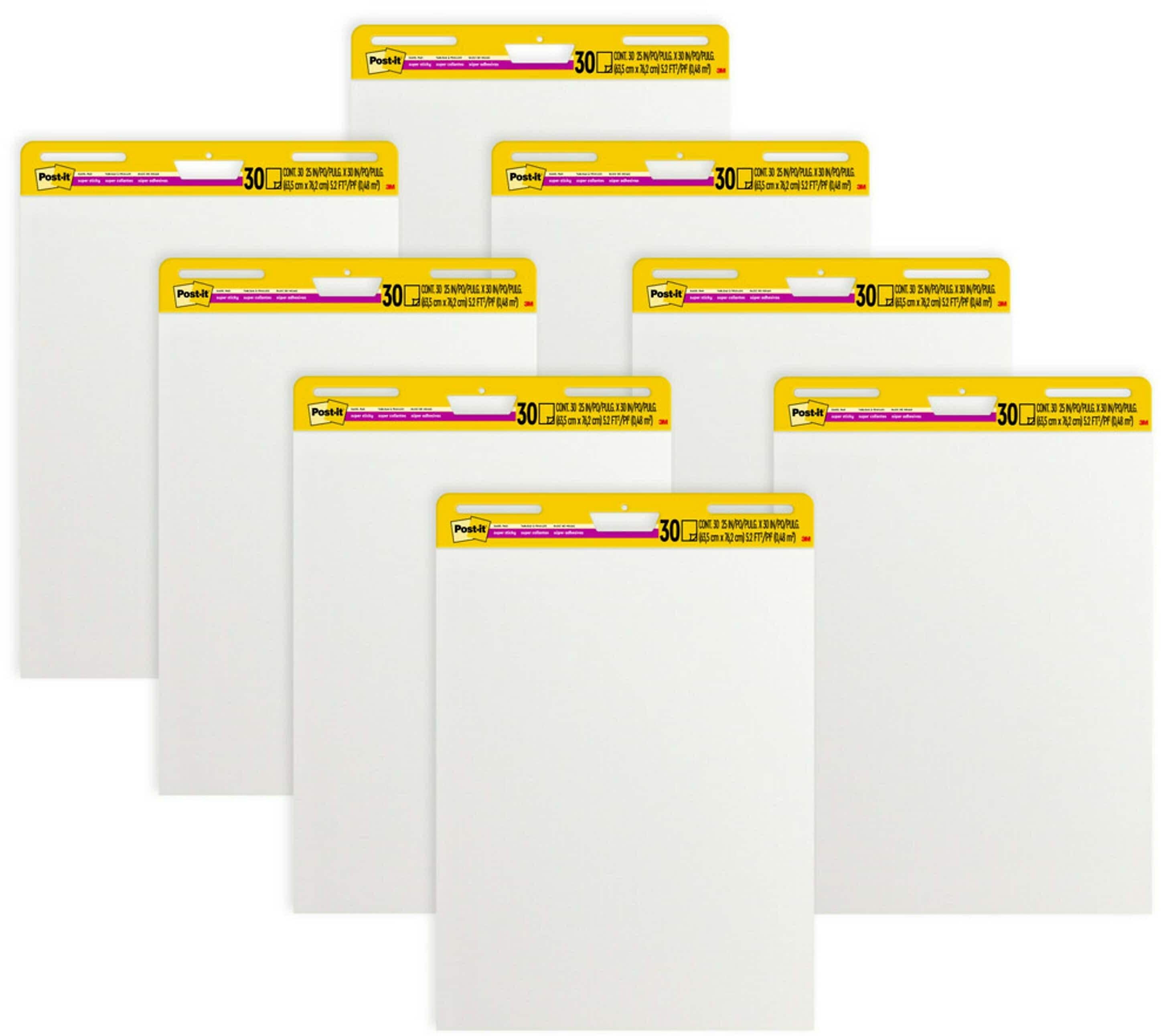 Post-it Super Sticky Easel Pad, 25" x 30", 30 Sheets/Pad, 8 Pads/Pack (559VAD8PK)