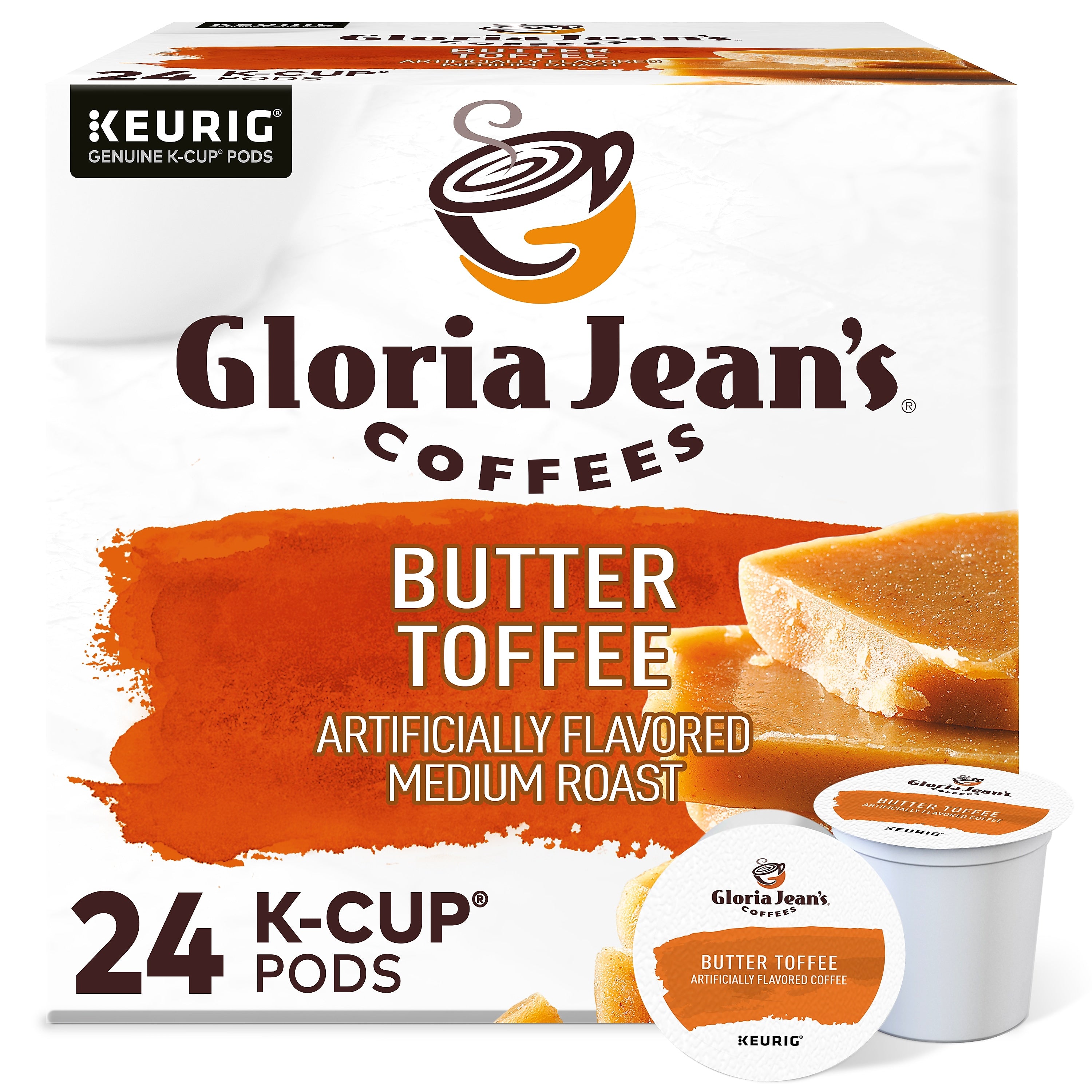 Gloria Jean's Butter Toffee Coffee Keurig® K-Cup® Pods, Medium Roast, 24/Box (5000330066)