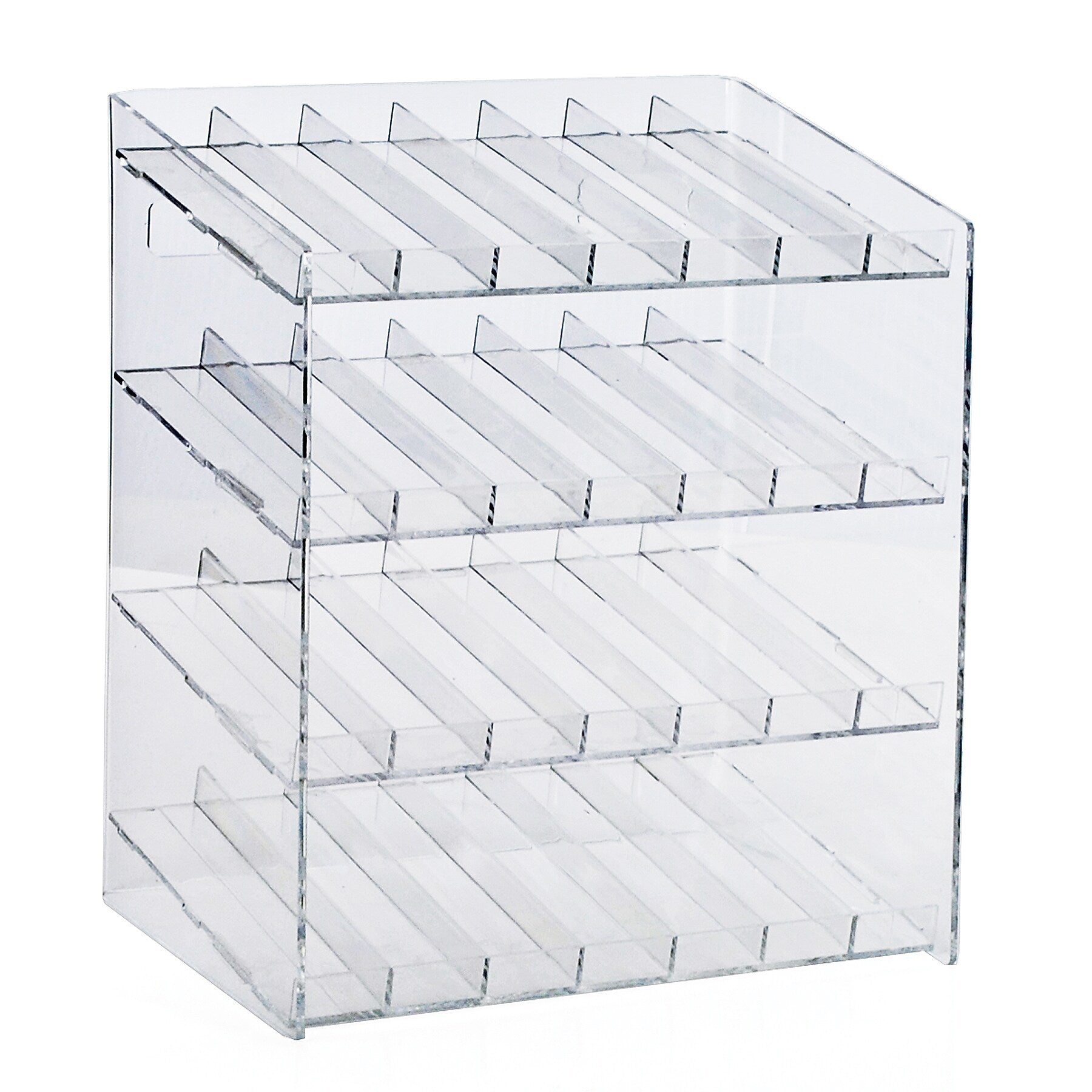 Azar Displays 4-tiered 28 Compartment Pegboard or Slatwall Cosmetic Counter Display