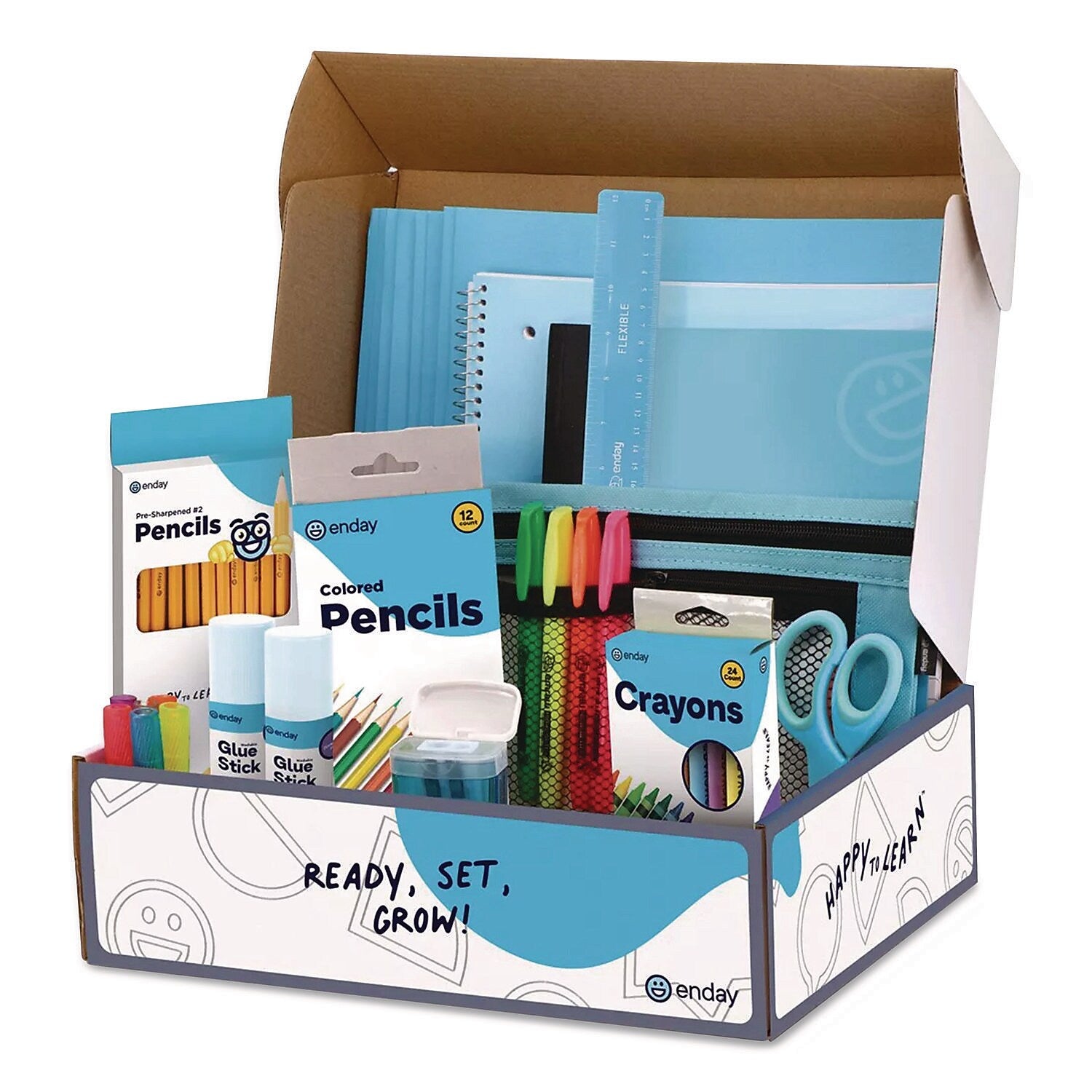 Enday Back to School Supplies Kit for Grades K-5, Blue (1314)