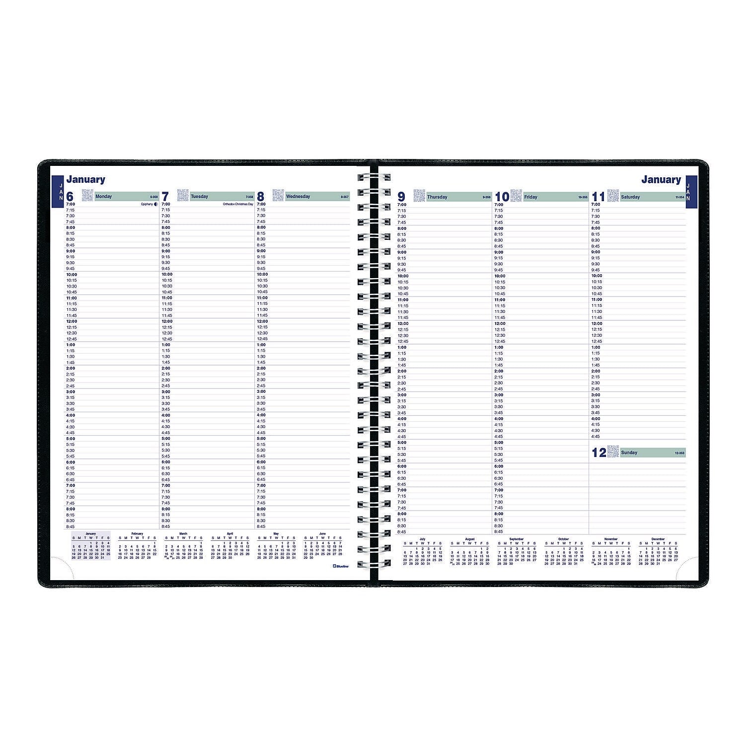 2026 Blueline Plan and Link 9.06" x 11" Weekly Planner, Faux Leather Cover, Black (REDC595081T)