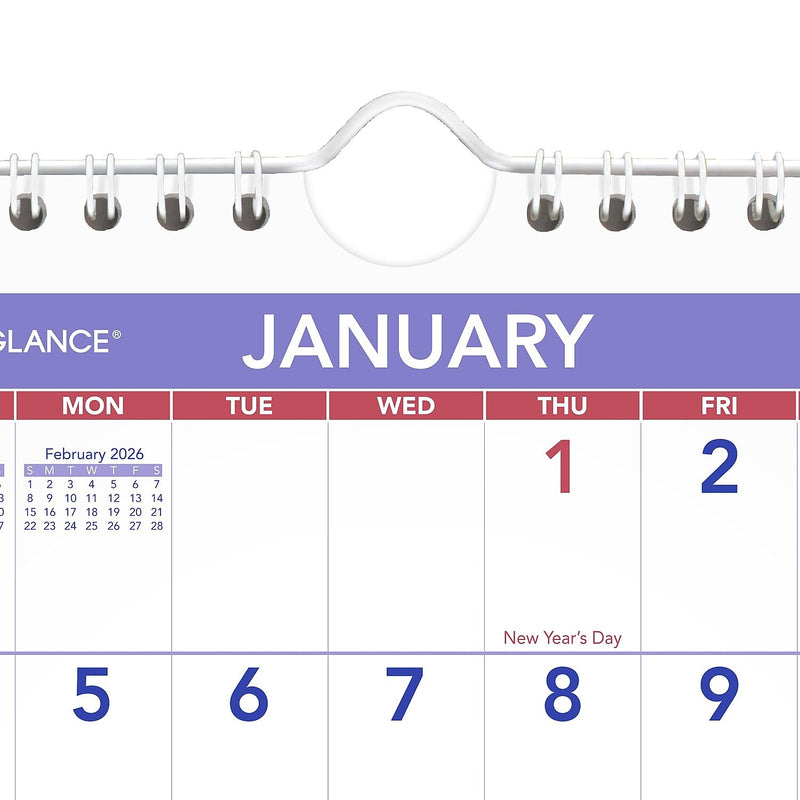 2026 AT-A-GLANCE 6.5" x 7.5" Monthly Wall Calendar, White/Purple (PM5-28-26)