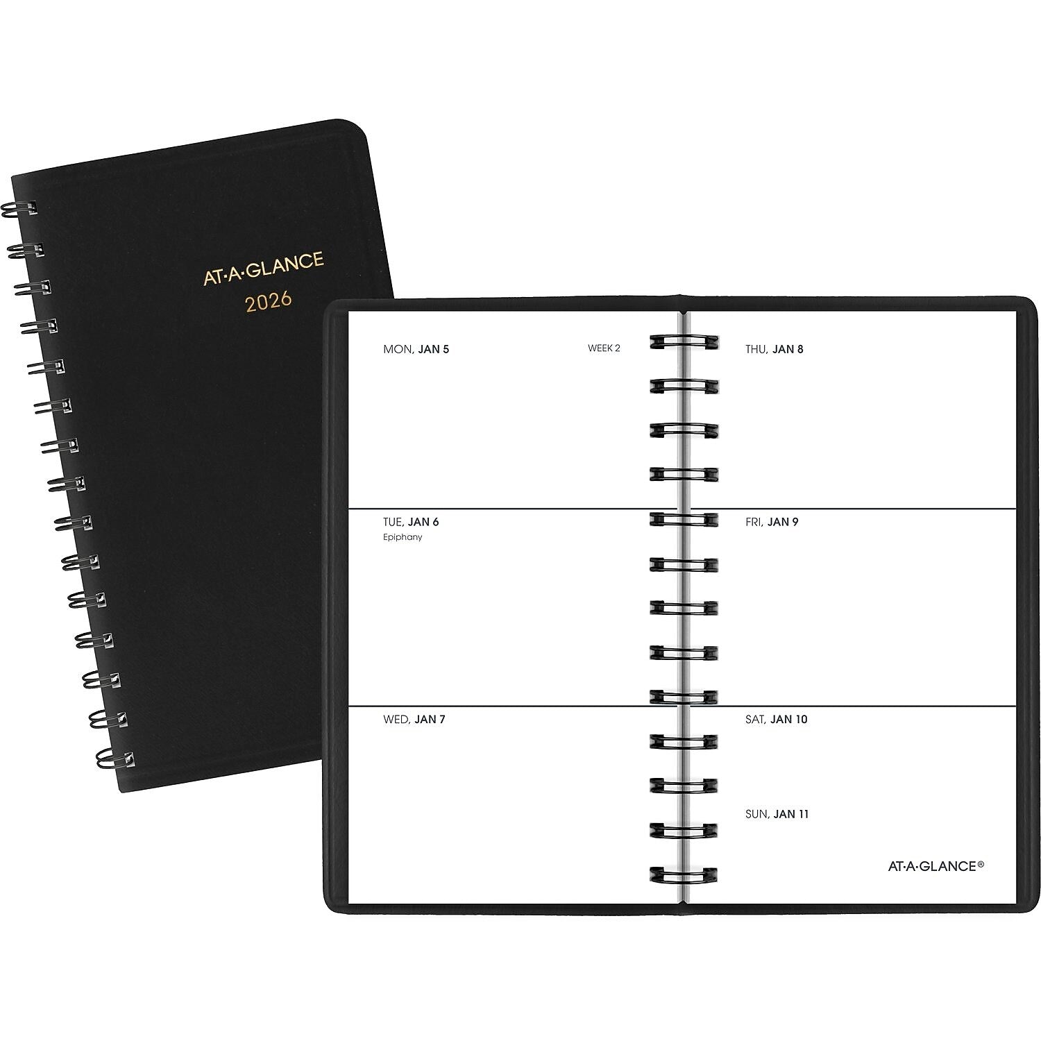 2026 AT-A-GLANCE 2.5" x 4.5" Weekly Planner, Faux Leather Cover, Black (70-035-05-26)