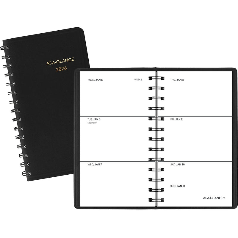 2026 AT-A-GLANCE 2.5" x 4.5" Weekly Planner, Faux Leather Cover, Black (70-035-05-26)