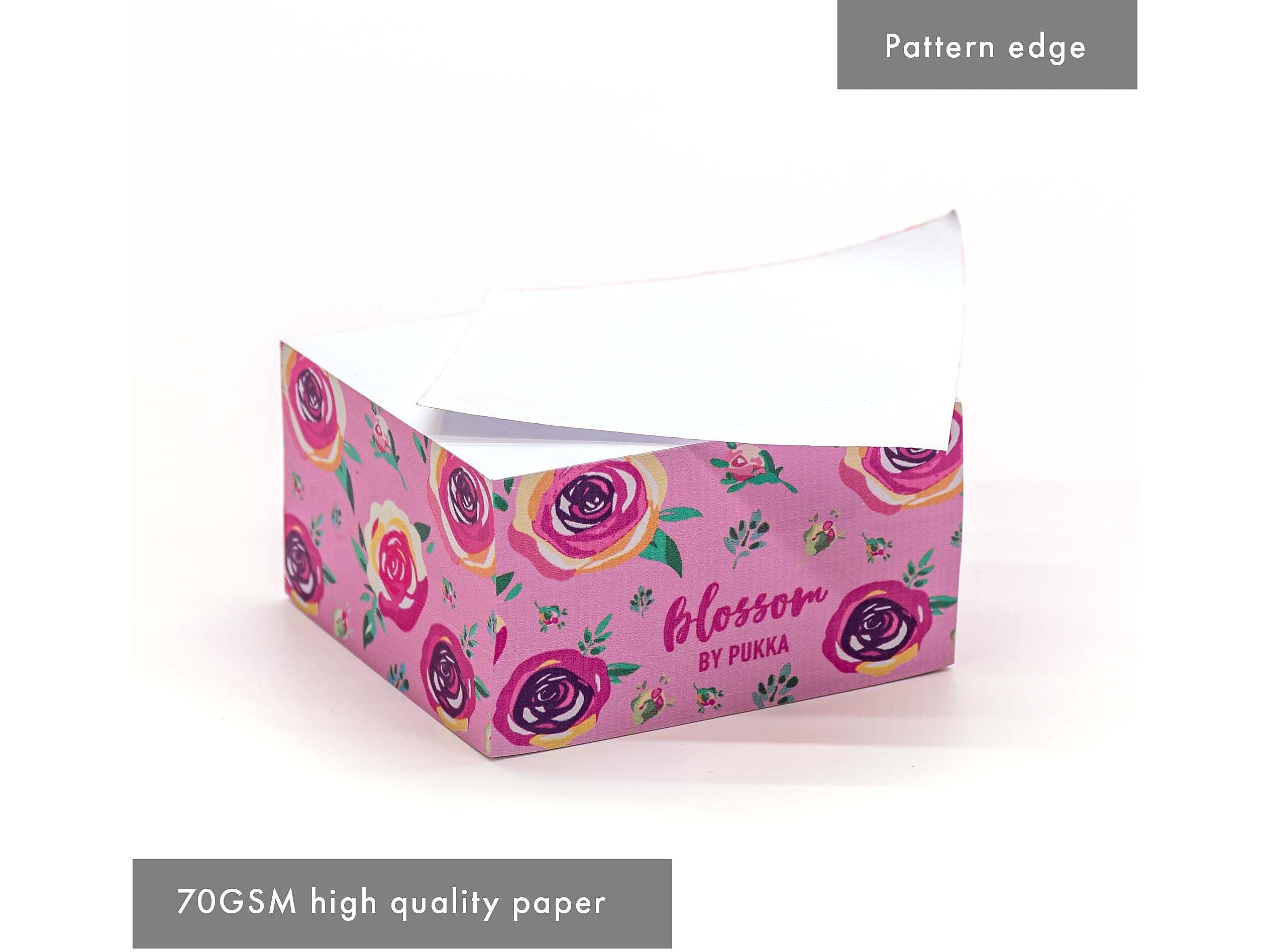 Pukka Pad Blossom Memo Block, 3.15" x 3.15", Pink, 500 Sheets/Pad, 3 Pads/Pack (8662-BLO)