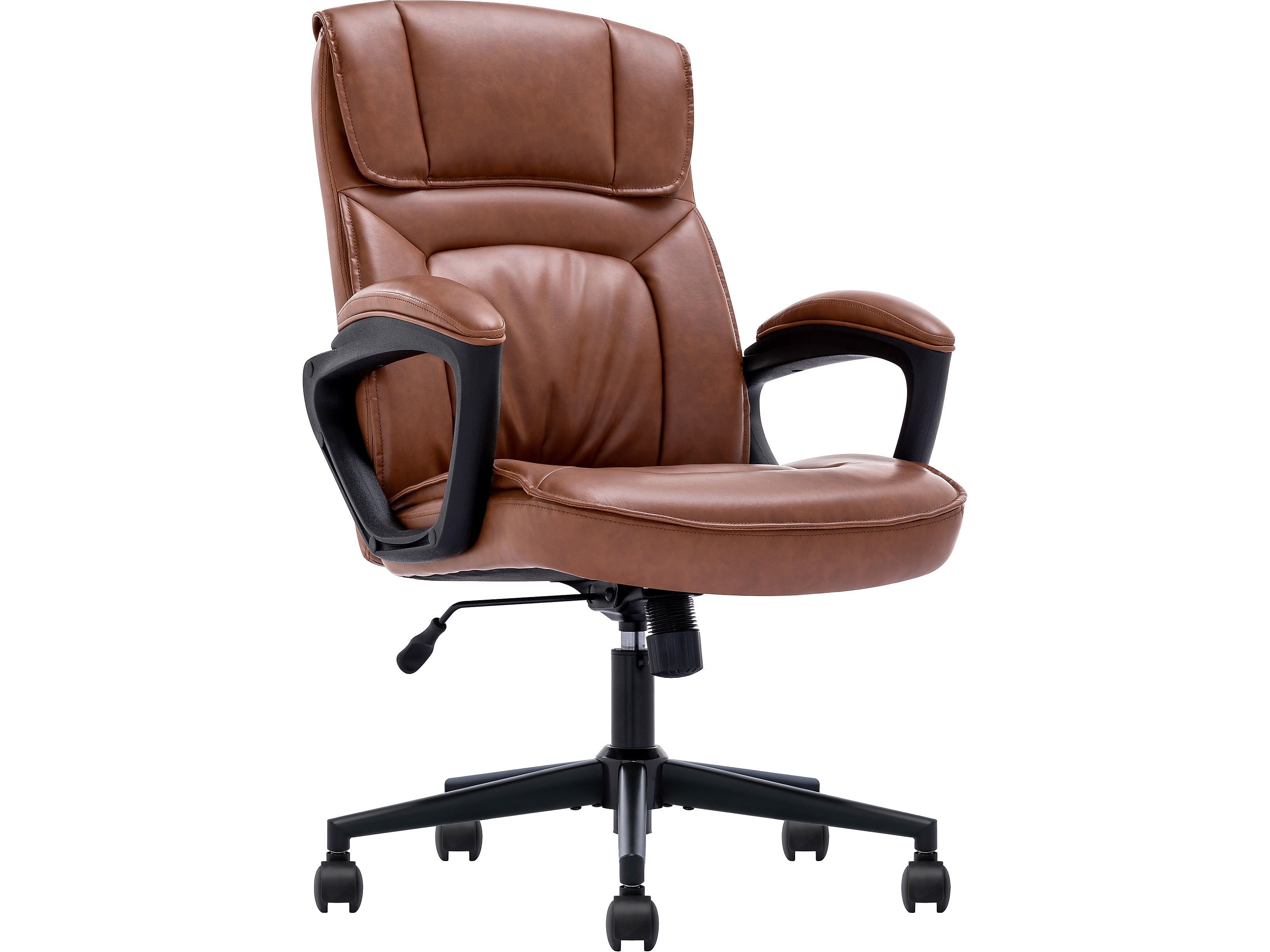 Serta Hannah I Ergonomic Bonded Leather Swivel Executive Chair, Cognac (43670H)