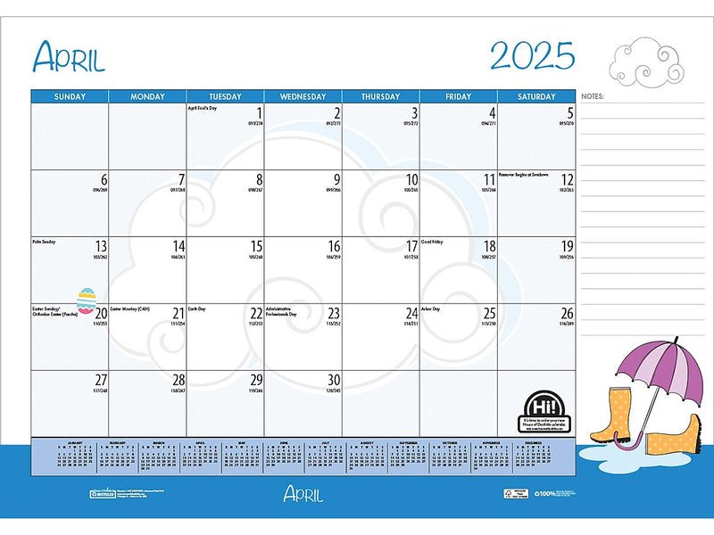 2024-2025 House of Doolittle Seasonal Holiday Depictions 22" x 17" Academic Monthly Desk Pad Calendar (1395-25)