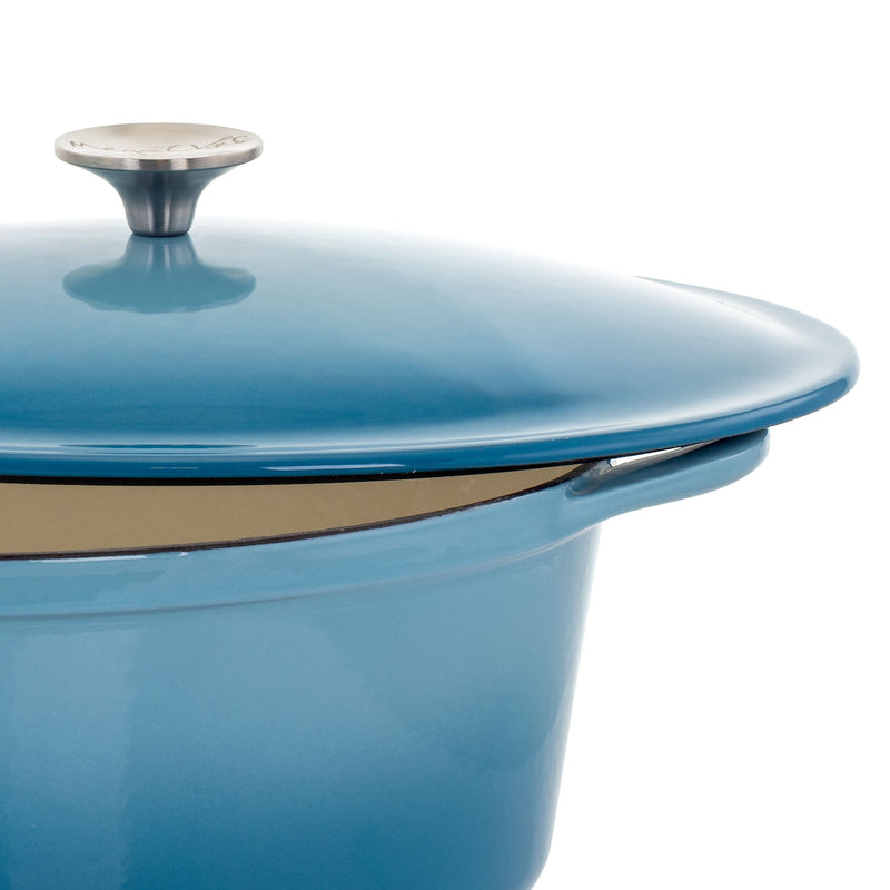 MegaChef Cast Iron 7 Quart Casserole, Light Blue (937112880M)
