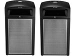 Alpine Industries Steel Outdoor Commercial Trash Can with Ashtray Dome Lid, 40 Gallon, Silver, 2/Pack (ALP472-40-SIL-2PK)