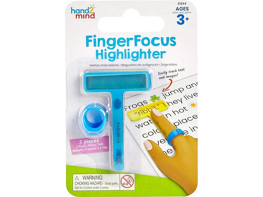 hand2mind FingerFocus Highlighters, Assorted Colors, 5/Set (91244)