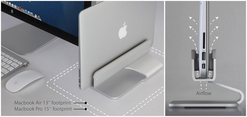 Rain Design mTower 4.5"W x 9.8"D Aluminum Vertical Laptop Stand, Silver (10037)