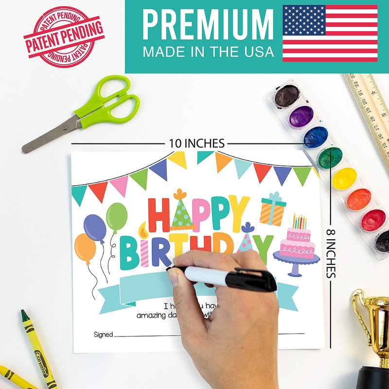 Hadley Designs Colorful Happy Birthday Certificates For Students, 8" x 10", Multicolored, 25/Pack (HDDX004A3KO4B)