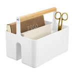 mDesign 2-Compartment Plastic Desk Organizer, White/Natural (25718RW)