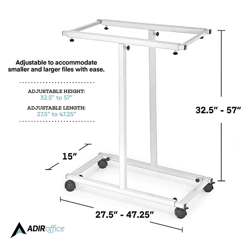 AdirOffice Blueprint Steel Vertical Plan Center Large File Storage Cart, White (614-WHI-KIT1)